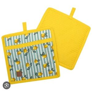 Lemon Print Pot Holders - Yellow set of 2